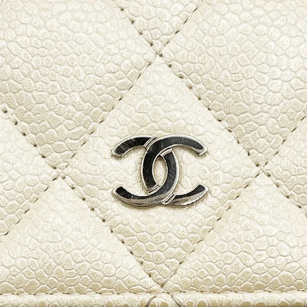Authentic CHANEL CC Classic Timeless Caviar Flap Wallet on Chain Purse White Bag - Picture 7 of 15